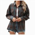 thumbnail image 1 of vigerkar Women's Oversized Plaid Flannel Button Down Long Sleeve Fall Winter Jacket (Coffee, M), 1 of 6
