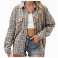 thumbnail image 1 of vigerkar Women's Oversized Plaid Flannel Button Down Long Sleeve Fall Winter Jacket (Light Gray, XL), 1 of 6