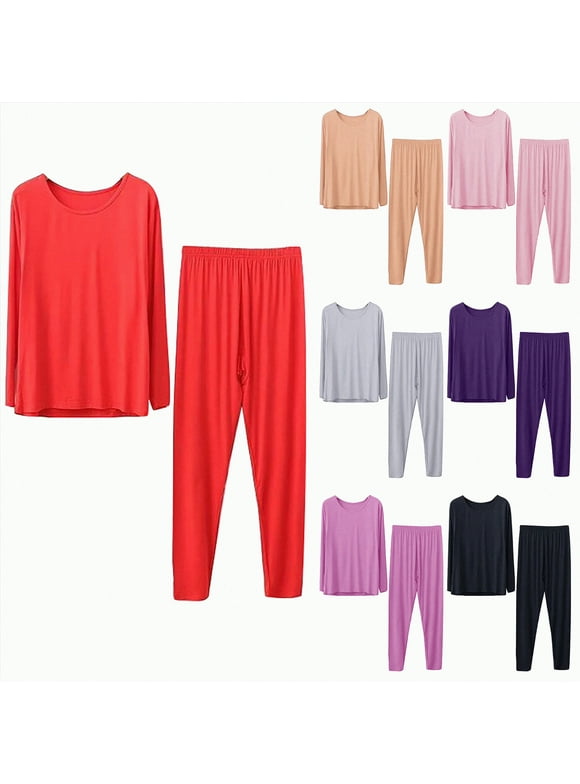 Women's Pajama Set Petite Length Tunic Top Wide Leg Pants Pjs Soft Sleepwear (Light Purple, 4XL)