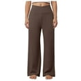 thumbnail image 1 of vigerkar Women's Palazzo Lounge Pants Stretchy Wide Leg Casual Pants Comfy High Waist Flowy Pants Brown, XXL, 1 of 7