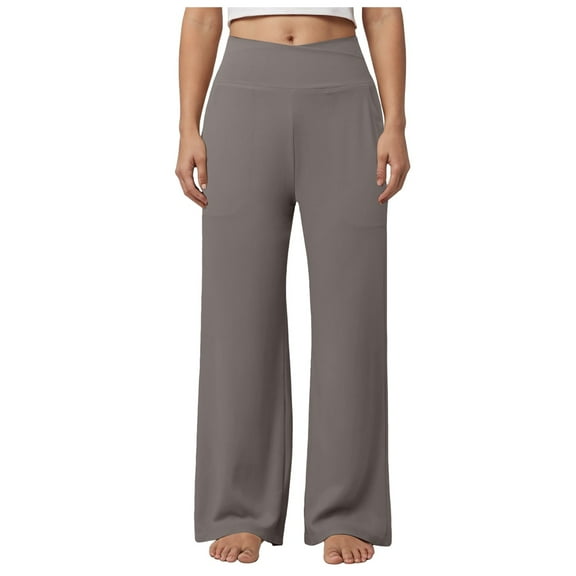 vigerkar Women's Palazzo Lounge Pants Stretchy Wide Leg Casual Pants Comfy High Waist Flowy Pants Coffee, XL