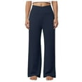 thumbnail image 1 of vigerkar Women's Palazzo Lounge Pants Stretchy Wide Leg Casual Pants Comfy High Waist Flowy Pants Dark Blue, L, 1 of 7
