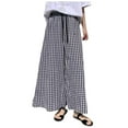 thumbnail image 1 of vigerkar Women's Plaid Wide Leg Culotte Pants Gingham High Elastic Waisted Cropped Palazzo Pants with Pockets Black, XL, 1 of 5