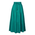 thumbnail image 1 of vigerkar Women’s Pleated A-Line Skirt Summer Elastic High Waisted Tiered Casual Long Skirts 2025 Green, S, 1 of 4