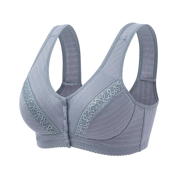 vigerkar Women's Plus-Size Front Closure Wireless Lightweight Seamless Push-Up Wide Strap Camisole Bra Grey, 40