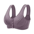 thumbnail image 1 of vigerkar Women's Plus-Size Front Closure Wireless Lightweight Seamless Push-Up Wide Strap Camisole Bra Purple, 44, 1 of 2