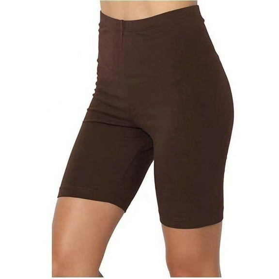 vigerkar Women's Plus Size Short Leggings Ultra Soft Shorts Under Dresses Mid Thigh Leggings Pants Coffee, S