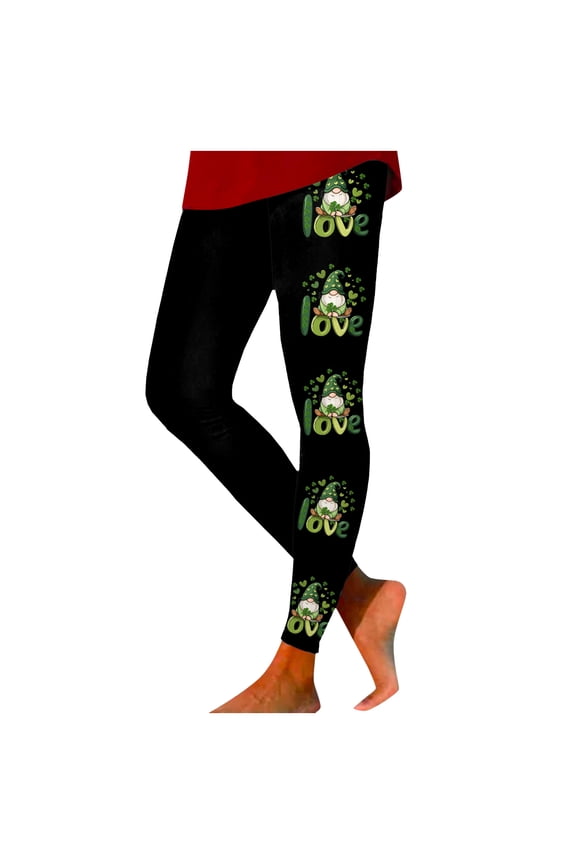 Women's Printed Yoga Leggings - High Waisted, Workout, Gym,Sports, Soft (Black, M)