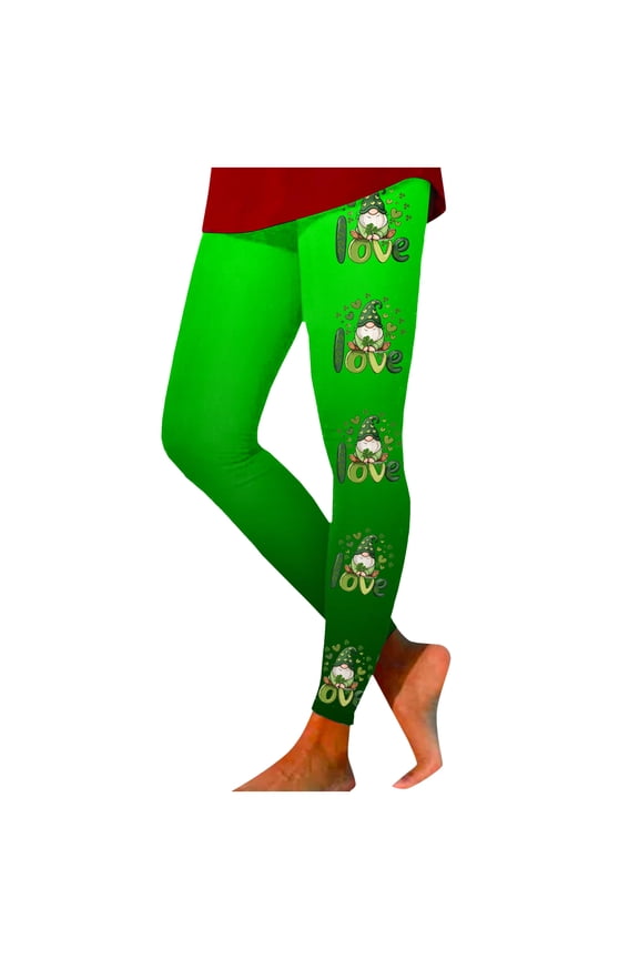 Women's Printed Yoga Leggings - High Waisted, Workout, Gym,Sports, Soft (Dark Green, S)