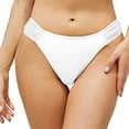 thumbnail image 1 of vigerkar Women's Ruched Sides Bikini Bottom Full Coverage Bikini Bottom White, S, 1 of 5