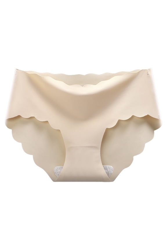 Women's Seamless Hipster No Show Invisible Ice Silk Stretch Underwears Bikini Underwear Panty Beige, XXL