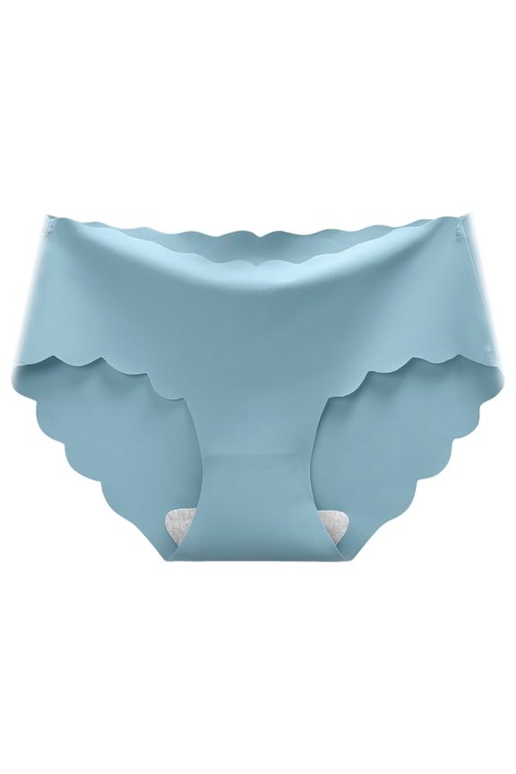 Women's Seamless Hipster No Show Invisible Ice Silk Stretch Underwears Bikini Underwear Panty Blue, L