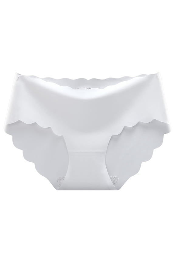Women's Seamless Hipster No Show Invisible Ice Silk Stretch Underwears Bikini Underwear Panty White, M