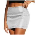 thumbnail image 1 of vigerkar Women's Sequin Skirt Metallic Glitter Skirt Elastic Waist Sparkly Club Bodycon Mini Skirt (Light Gray, XS), 1 of 9