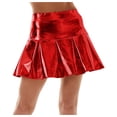 thumbnail image 1 of vigerkar Women's Shiny Flared Pleated Y2k Outfit Mini Glitter Skater Skirt (Red, L), 1 of 5