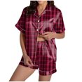 thumbnail image 1 of vigerkar Women's Silk Satin Pajamas Set Short Sleeve Sleepwear Two Piece Button Down Pj Set Lounge Outfit (Hot Pink, M), 1 of 7