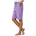 thumbnail image 1 of vigerkar Women's Solid Color Casual Shorts – Elastic Waist, Mid-Length Bermuda Pants with Pockets Purple, XL, 1 of 9