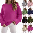 thumbnail image 1 of vigerkar Women's Solid Color Oversized Sweaters Fuzzy Chunky Warm Pullover Sweater (Green, XL), 1 of 7