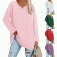 thumbnail image 1 of vigerkar Women's Solid Color V Neck T Shirts Long Sleeve Tees Casual Loose Fit Cotton Tunic Tops (Dark Green, XXL), 1 of 4