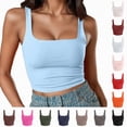 thumbnail image 1 of vigerkar Women's Square Neck Sleeveless Crop Tops 2026 Cute Double Layer Casual Slim Fit Trendy Tank Tops (Grey, S), 1 of 5