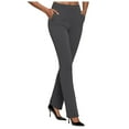 thumbnail image 1 of vigerkar Women's Stretch Yoga Pants -High Waist Bell Bottoms Trouser,Pull-On Office Slacks,with Pockets Dark Gray, S, 1 of 5