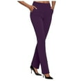 thumbnail image 1 of vigerkar Women's Stretch Yoga Pants -High Waist Bell Bottoms Trouser,Pull-On Office Slacks,with Pockets Purple, XL, 1 of 5