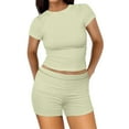 thumbnail image 1 of vigerkar Women's Summer 2 Piece Outfits Shorts Sets Matching Set Loungewear 2025 Light Green, M, 1 of 5