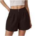 thumbnail image 1 of vigerkar Women's Summer Casual Linen Bermuda Shorts Baggy Comfy Lightweight Buttons Straight Leg Shorts with Pockets Coffee, M, 1 of 6