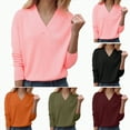 thumbnail image 1 of vigerkar Women's Sweaters Casual Long Sleeve Pullover V Neck Lightweight Sweatshirts Cute Blouse Tops (Orange, 3XL), 1 of 6