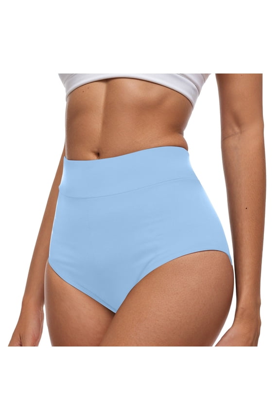 Women's Swim Bottom High Waist Basic Full Coverage Bikini Tankini Swimsuit Briefs Tummy Control Bikini Bottom Sky Blue, L