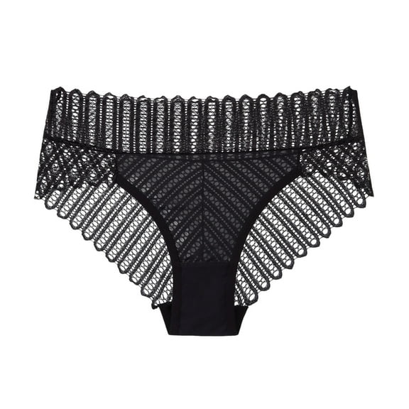 vigerkar Women's Thongs Underwear Cotton Seamless Thongs for Women Lace Trim Panties (Black, XL)