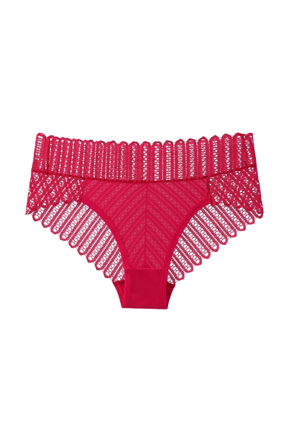 Women's Thongs Underwear Cotton Seamless Thongs for Women Lace Trim Panties (Red, M)