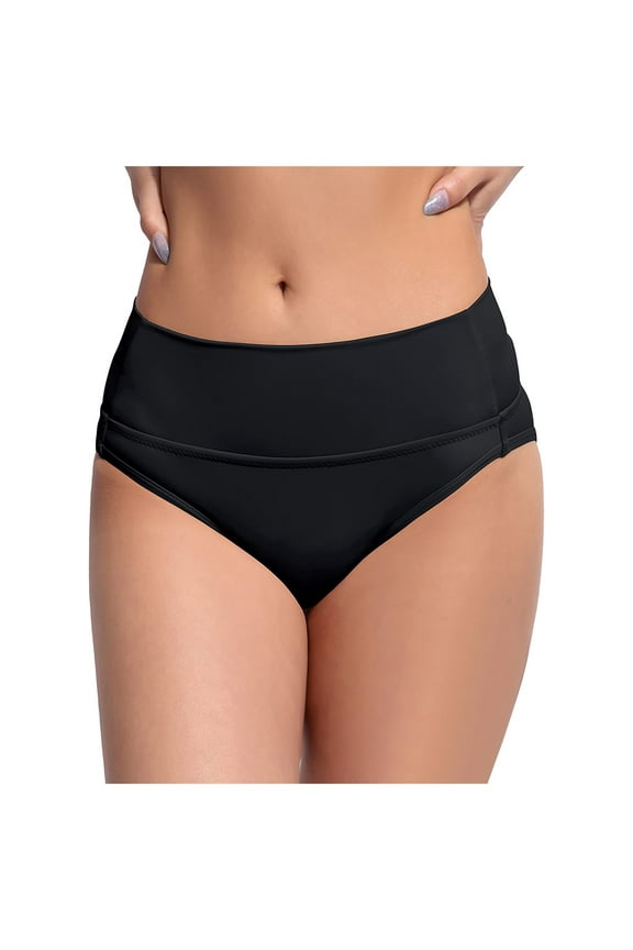 Women's Triangle Period Swim Bottom - Leak-Proof Absorbent Swimwear Black, S