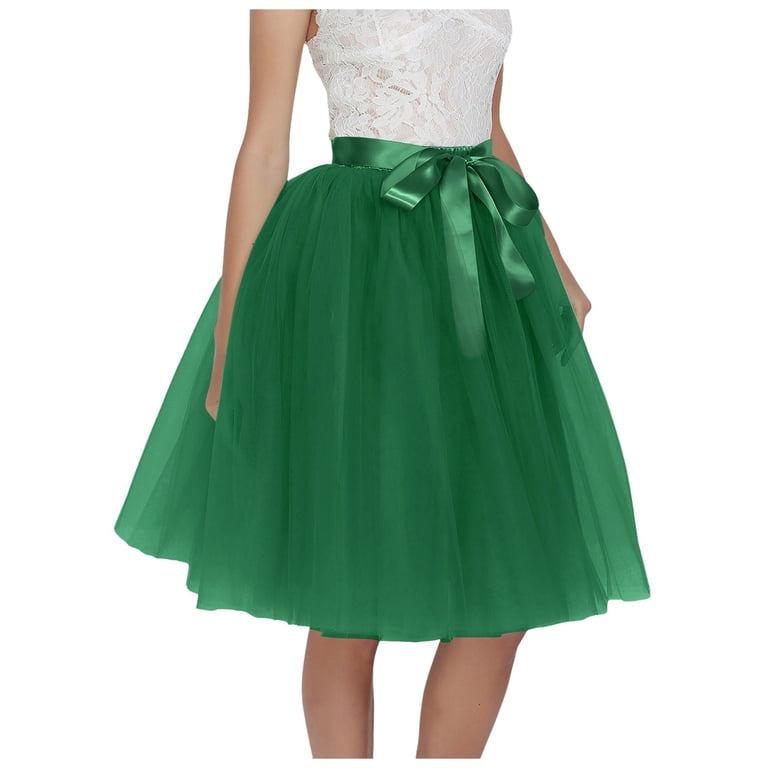 vigerkar Women's Tulle Skirt Knee Length Layered Wedding Party Homecoming  Prom Dress Green, L - Walmart.com