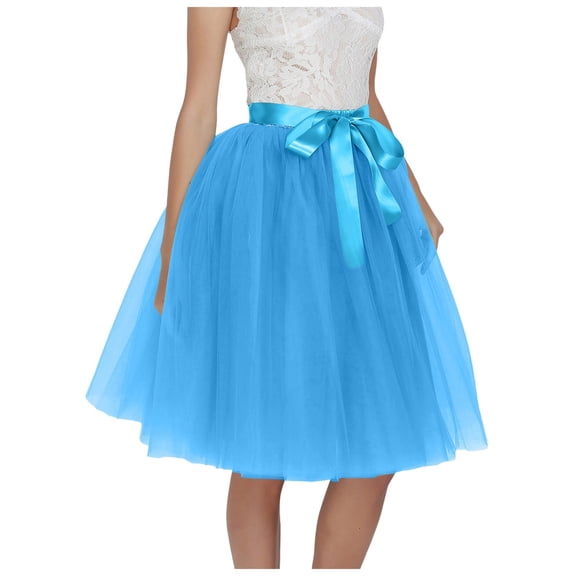 vigerkar Women's Tulle Skirt Knee Length Layered Wedding Party Homecoming Prom Dress Sky Blue, S