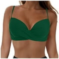 thumbnail image 1 of vigerkar Women's Twist Front V Neck Bikini Top Padded Adjustable Spaghetti Straps Bathing Suit Tops Only Green, XL, 1 of 9