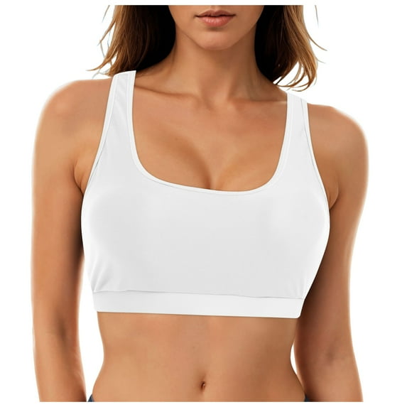 vigerkar Women's UPF 50+ Swim Bra Modest Bikini Top Quick Dry Workout Sport Bra Under Rash Guard White, XL