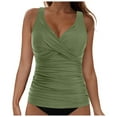 thumbnail image 1 of vigerkar Women's Underwire Tankini Top Tummy Control Bathing Suits Sexy V Neck Crossover Swim Top Only AG, S, 1 of 9