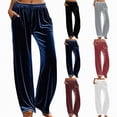 thumbnail image 1 of vigerkar Women's Velvet Pants Drawstring Waist Wide Leg Casual Lounge Pant (Grey, L), 1 of 6
