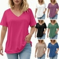 thumbnail image 1 of vigerkar Women's Vneck T-Shirt Lightweight Short Sleeve Cotton Tee for Daily Fashion Clothes (Purple, XXL), 1 of 7