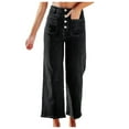 thumbnail image 1 of vigerkar Women's Wide Leg Jeans High Waisted Stretchy Straight Leg Jeans Buttoned Loose Denim Pants with Pocket Black, M, 1 of 6