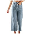 thumbnail image 1 of vigerkar Women's Wide Leg Jeans High Waisted Stretchy Straight Leg Jeans Buttoned Loose Denim Pants with Pocket Light Blue, XXL, 1 of 6