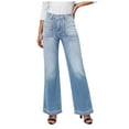 thumbnail image 1 of vigerkar Women's Wide Leg Jeans High Waisted Stretchy Straight Leg Jeans Loose Trendy Denim Pants with Pocket (Light Blue, XL), 1 of 6