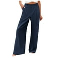 thumbnail image 1 of vigerkar Women's Wide Leg Pants High Waisted Waffle Knit Business Casual Slacks 2025 Office Dress Trousers Pants for Women Navy, XXL, 1 of 9