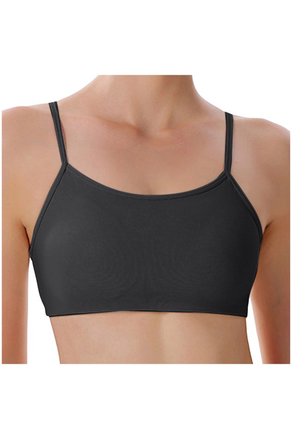 Women's Yoga Bra Camisole Crop Cami Training Bras for Womens - Spaghetti Strap Seamless Comfort Fits Women (Black, M)