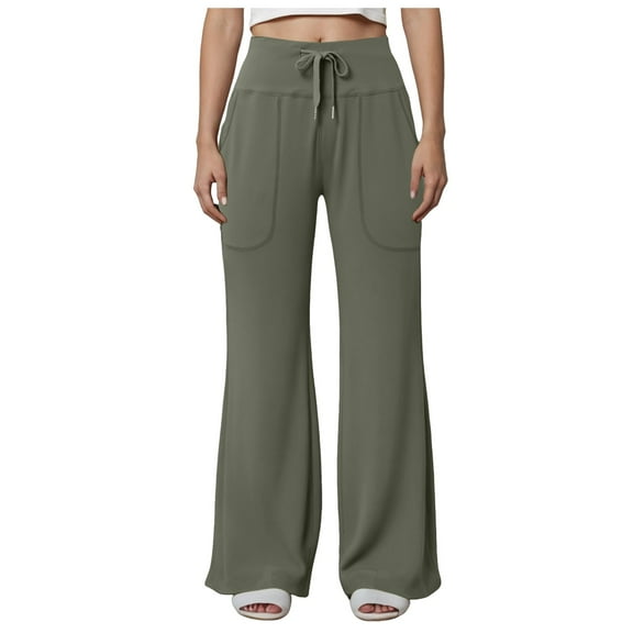 vigerkar Women's Yoga Pants Workout Leggings Stretchy Casual Pants Stretch Wide Leg Pants with Pockets AG, S