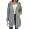 thumbnail image 1 of vigerkar Women's Zip Up Hoodies Long Tunic Sweatshirts Oversized Casual Long Sleeve Fall Hoodie Jacket Coat with Zipper Pocket (Grey, L), 1 of 4