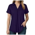 thumbnail image 1 of vigerkar Women's short Sleeve Tunic Shirts Business Casual Blouses V Neck Work Tops 2025 Dark Purple, S, 1 of 6