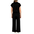 thumbnail image 1 of vigerkar Womens 2 Piece Outfits 2025 Spring Summer Casual Vacation Outfits Short Sleeve Tops with Wide Leg Pant Sets Black, M, 1 of 8