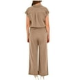 thumbnail image 1 of vigerkar Womens 2 Piece Outfits 2025 Spring Summer Casual Vacation Outfits Short Sleeve Tops with Wide Leg Pant Sets Khaki, XXL, 1 of 9